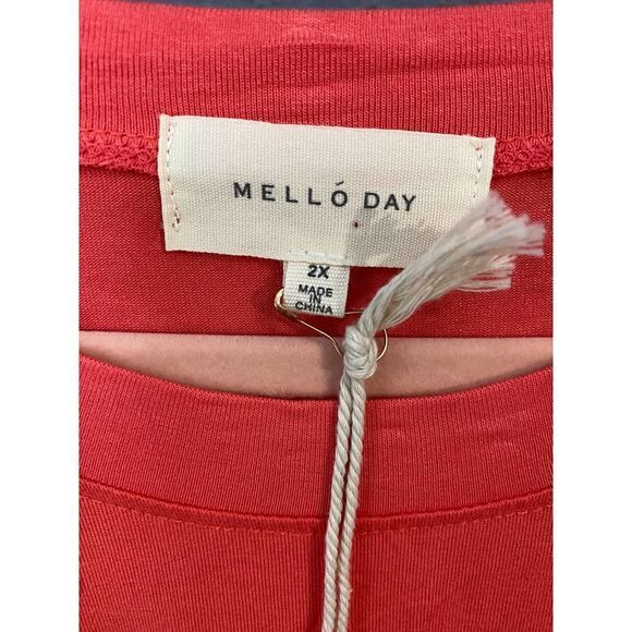 Melloday Red 3/4 Sleeve Tie Blouse - Picture 6 of 8